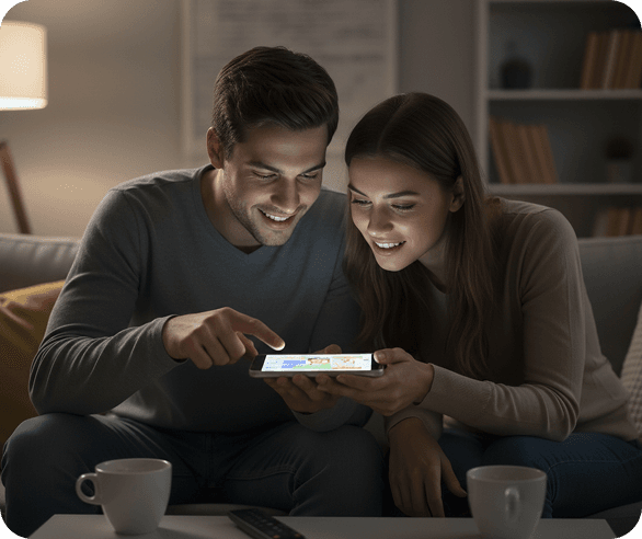 Personas revisando contenido en smartphone.